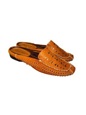 Baretraps Womens Pepper Cutout Leather Slip-On Mule Loafers 8.5 Tan Boho comfort